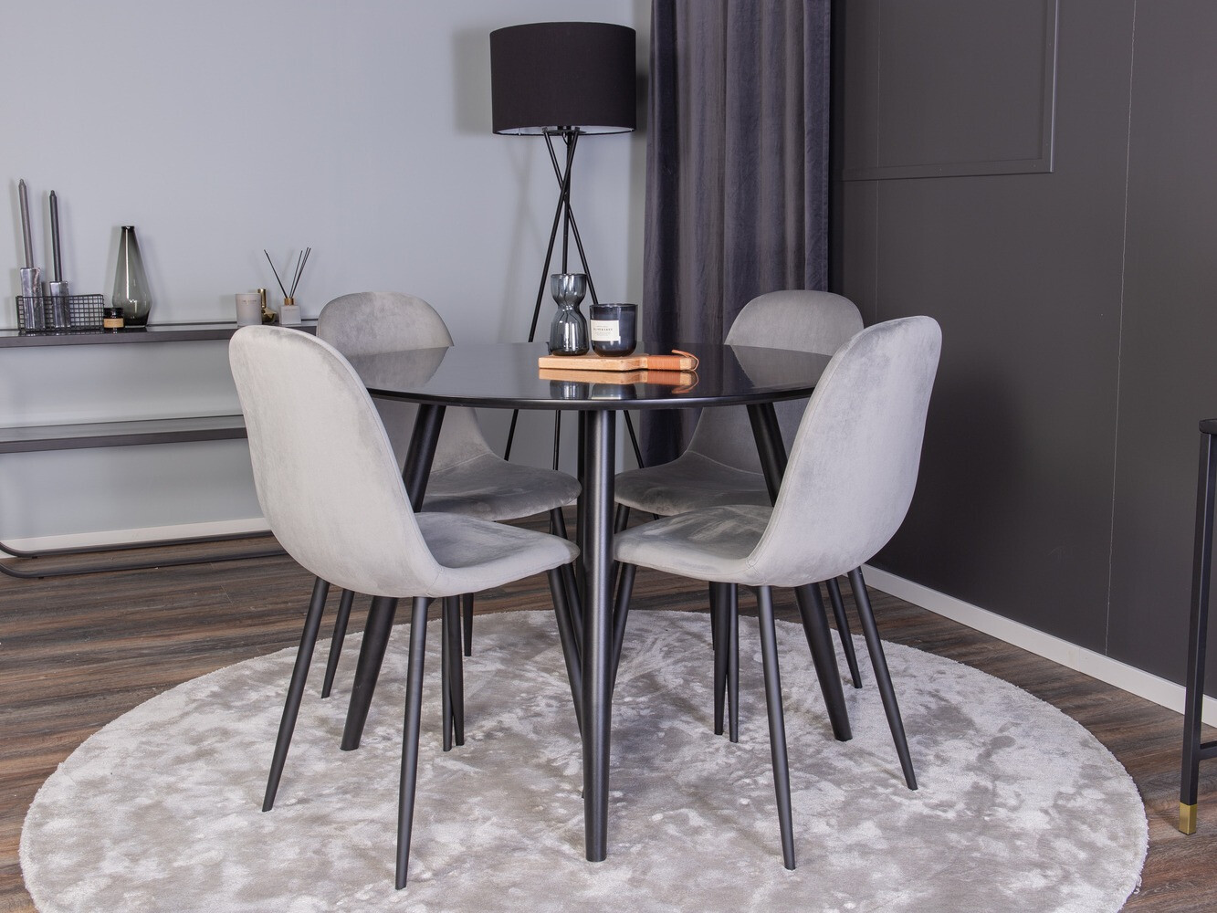 Обеденный гарнитур Dallas 348 (Серый + Чёрный)