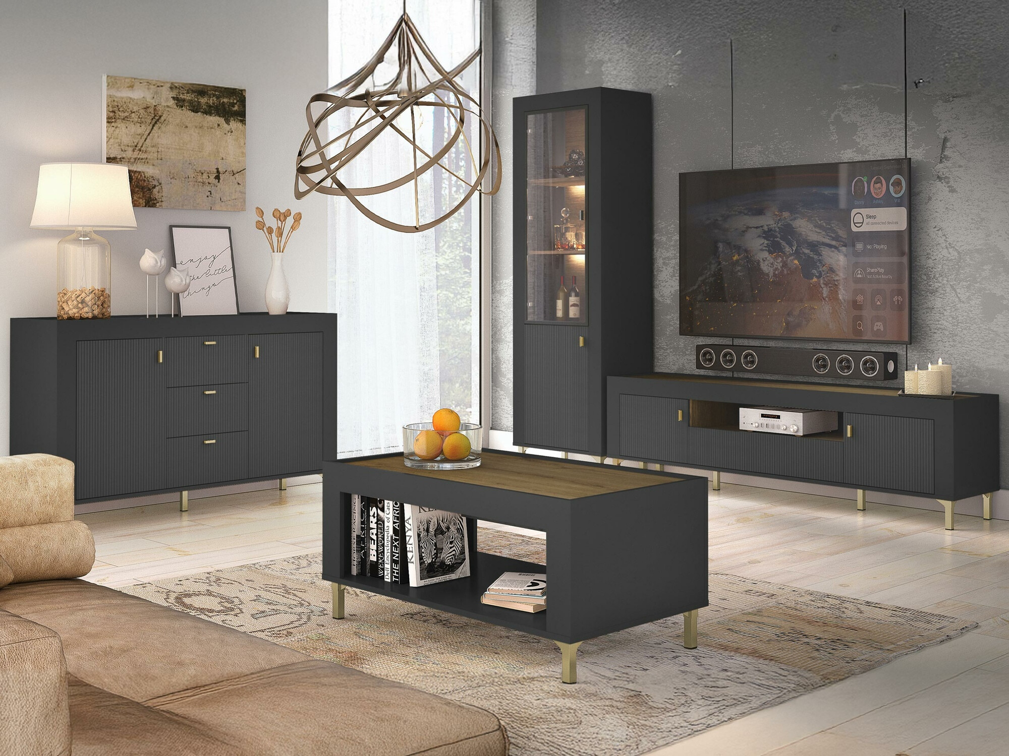 Viesistabas komplekts Mormavu 114 (Matēts melns)