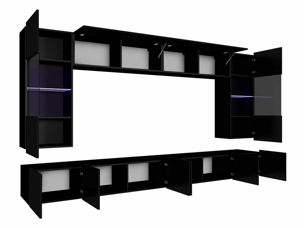 Набор для гостиной Tivdalu 105 (Глянцевый белый + Глянцевый черный)