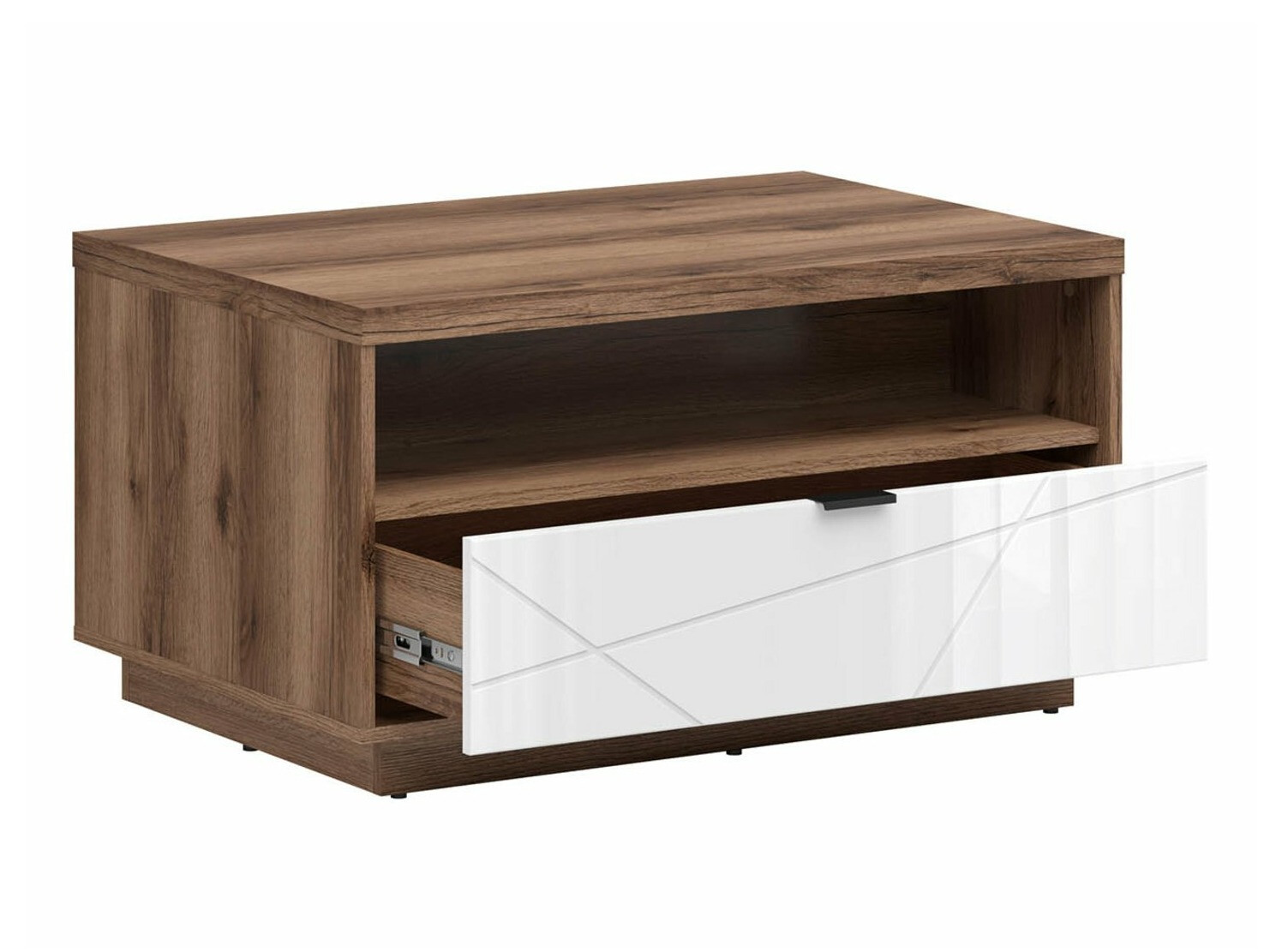 Журнальный столик Fivale 117 (Темный дуб делано + Глянцевый белый)