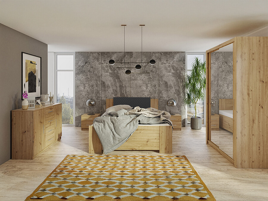 Guļamistabas komplekts Catromi 112 (Artisan ozols + Soft Pik 011)