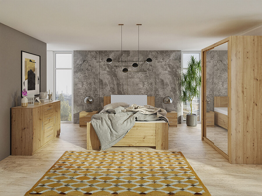 Guļamistabas komplekts Catromi 112 (Artisan ozols + Soft Pik 029)