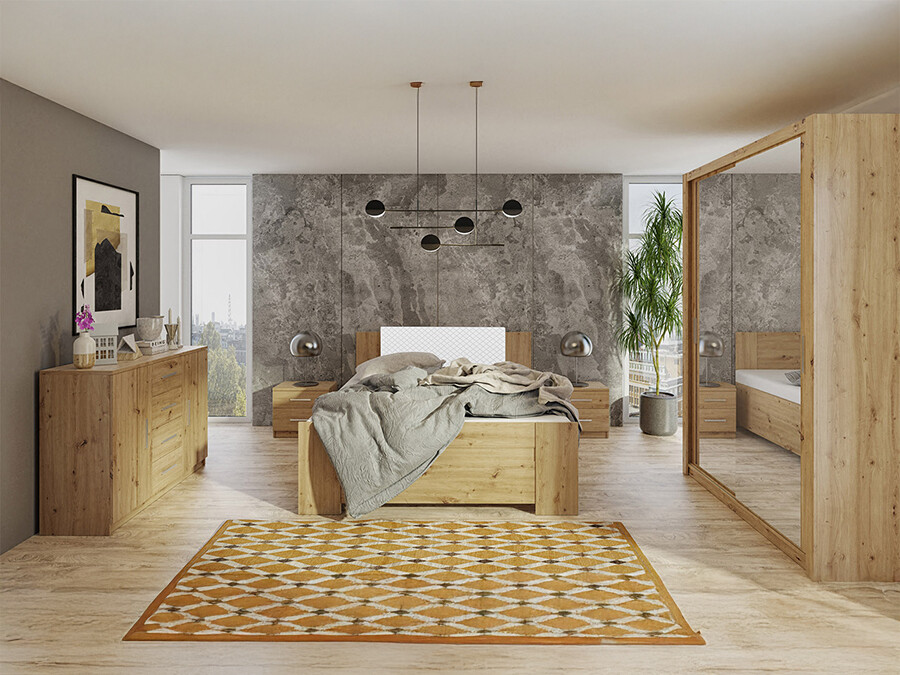 Guļamistabas komplekts Catromi 113 (Artisan ozols + Soft Pik 017)