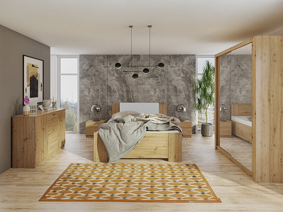 Guļamistabas komplekts Catromi 113 (Artisan ozols + Soft Pik 029)