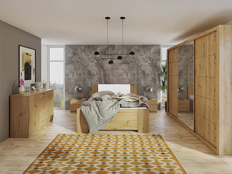 Guļamistabas komplekts Catromi 116 (Artisan ozols + Soft Pik 017)