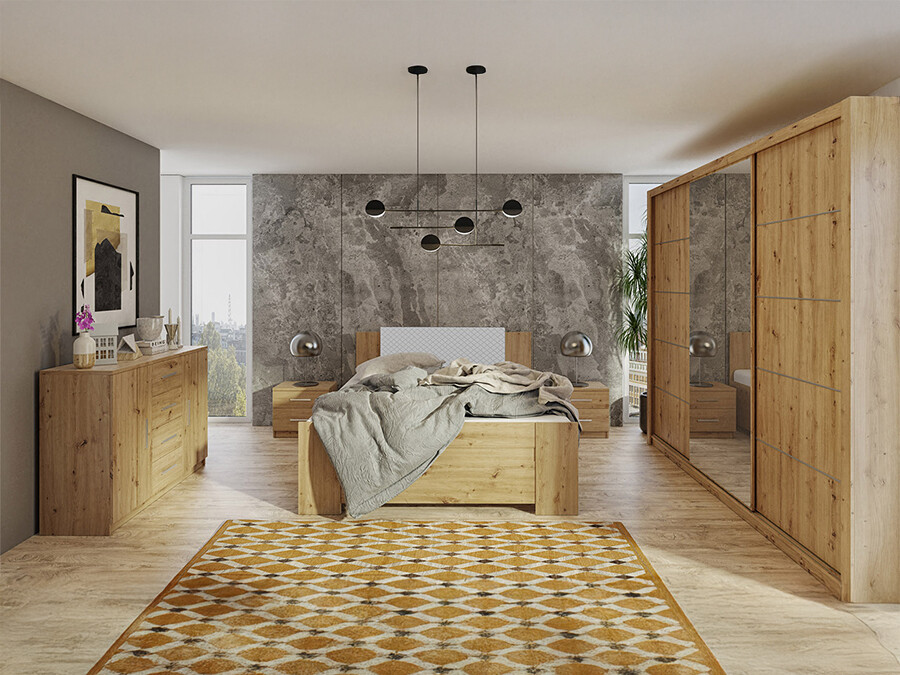 Guļamistabas komplekts Catromi 116 (Artisan ozols + Soft Pik 029)