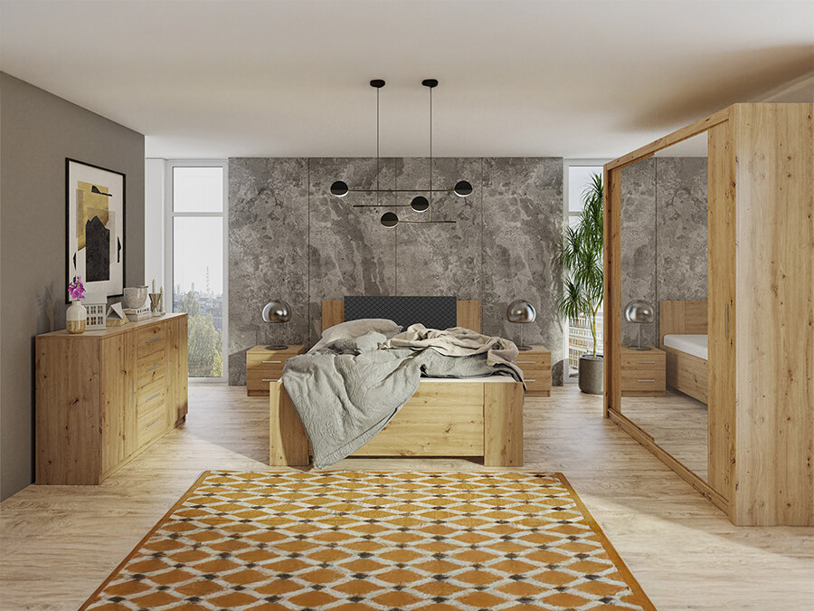 Guļamistabas komplekts Catromi 121 (Artisan ozols + Soft Pik 011)