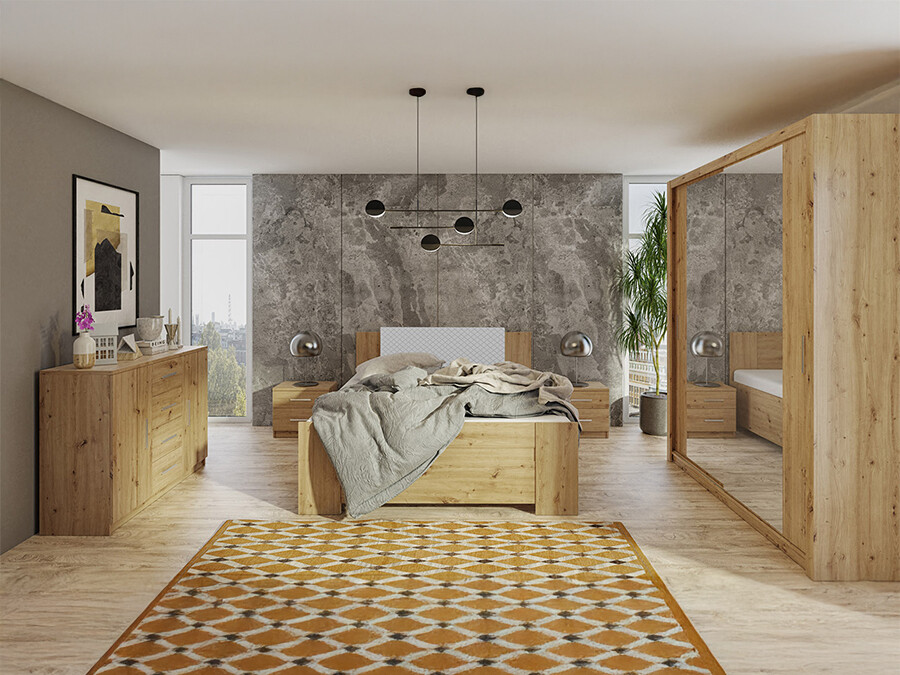 Guļamistabas komplekts Catromi 121 (Artisan ozols + Soft Pik 029)