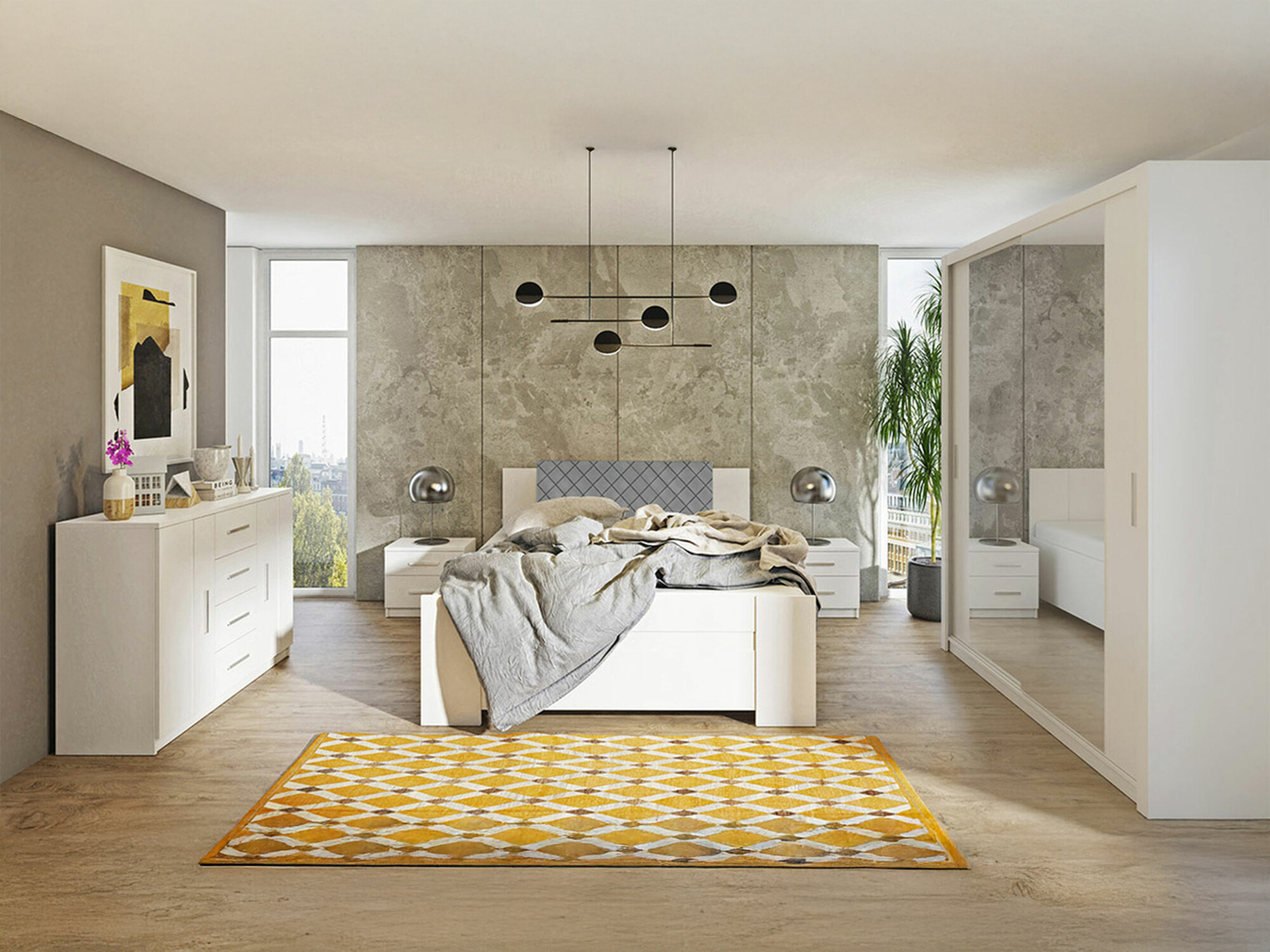 Guļamistabas komplekts Catromi 121 (Balts + Soft Pik 029)