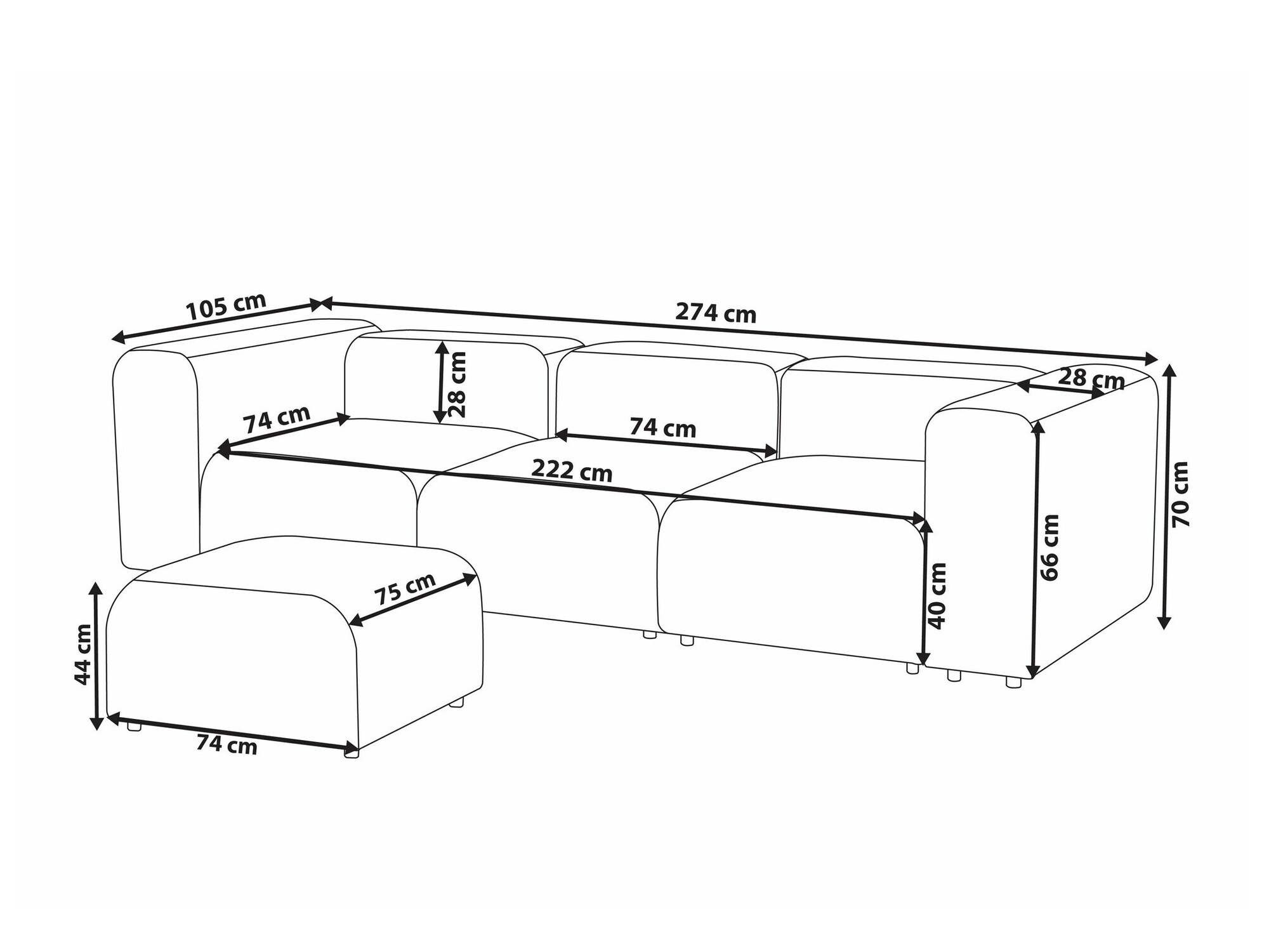 Moduļu dīvāns Balcoro 104 (Bēšs)