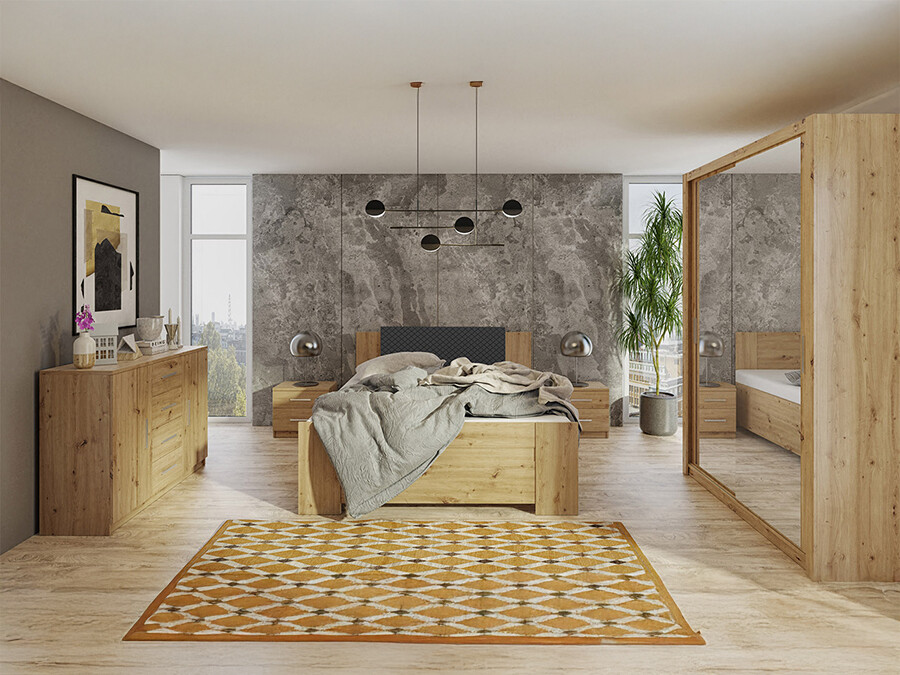 Спальный гарнитур Catromi 113 (Artisan дуб + Soft Pik 011)