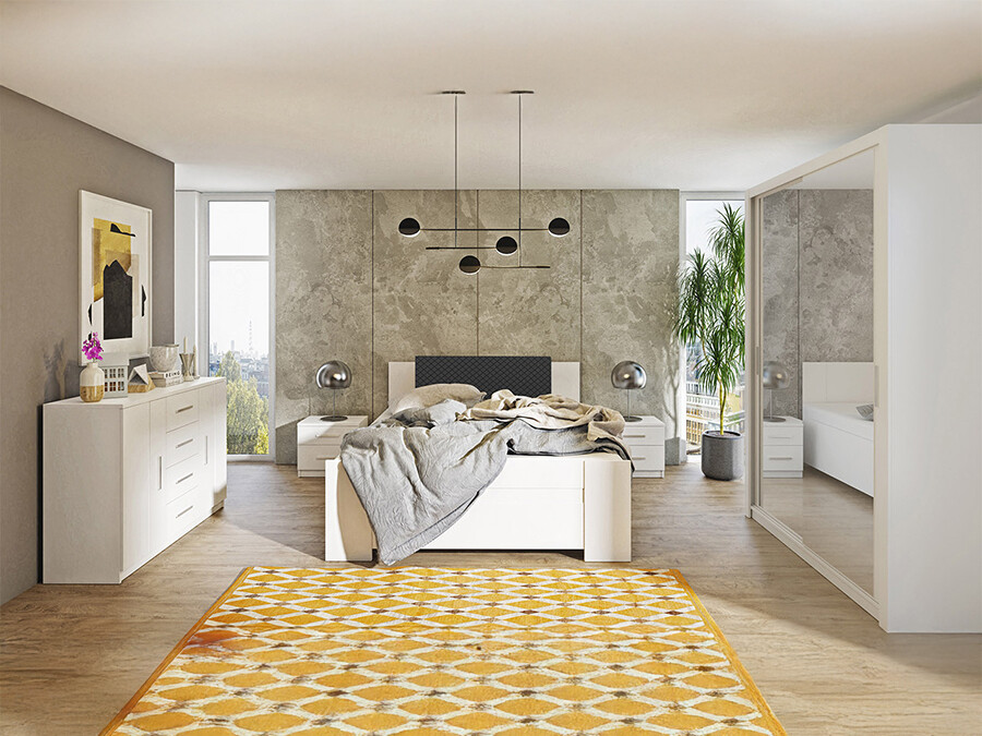 Спальный гарнитур Catromi 113 (Белый + Soft Pik 011)