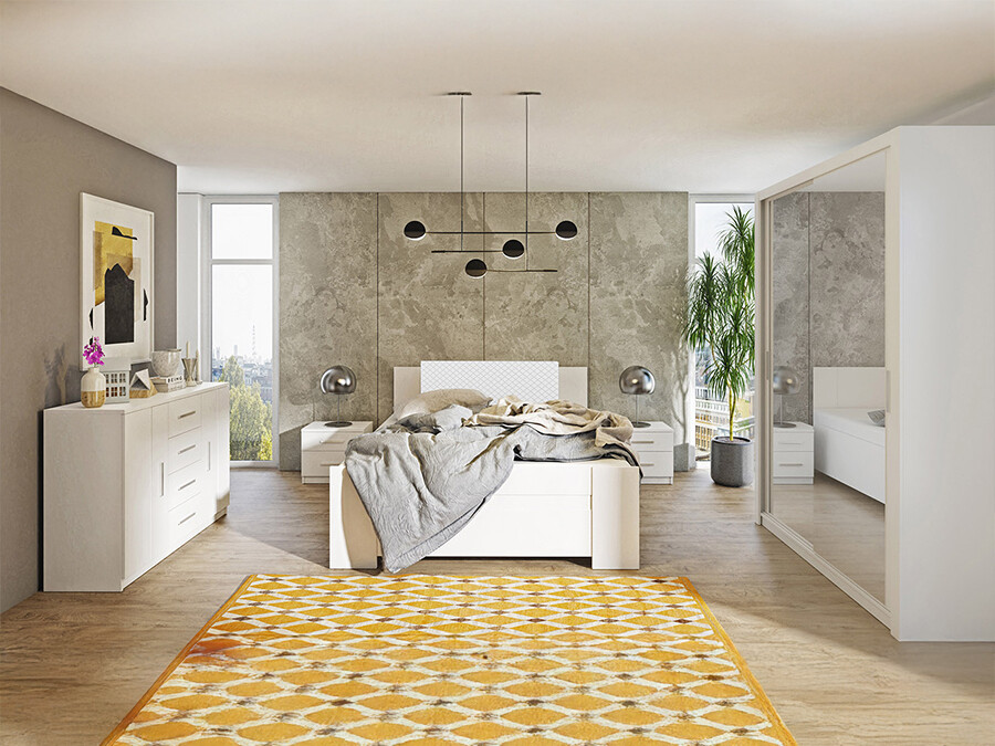 Спальный гарнитур Catromi 113 (Белый + Soft Pik 017)