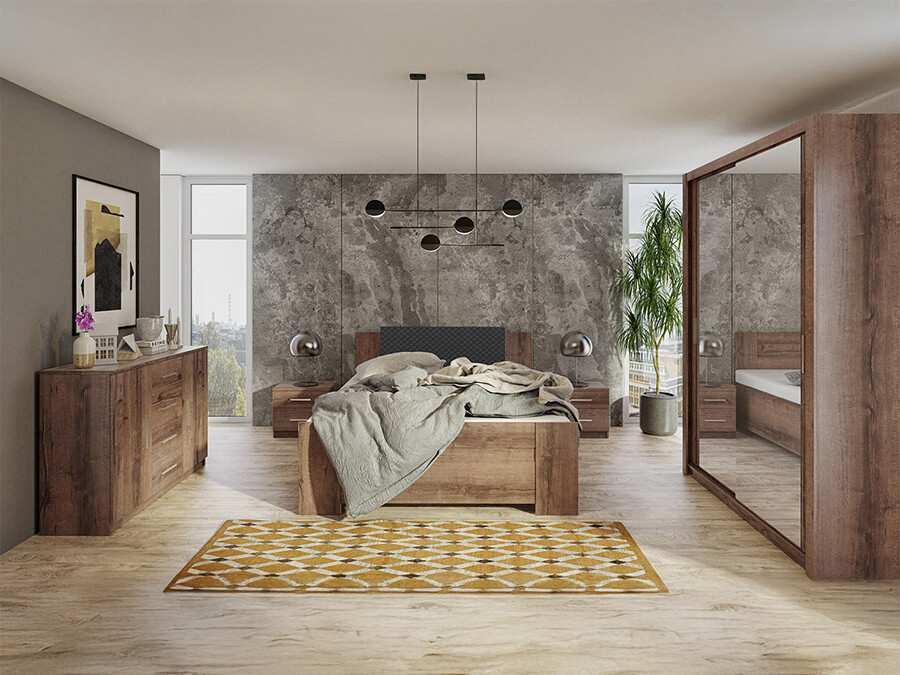 Спальный гарнитур Catromi 113 (Монастырский дуб + Soft Pik 011)