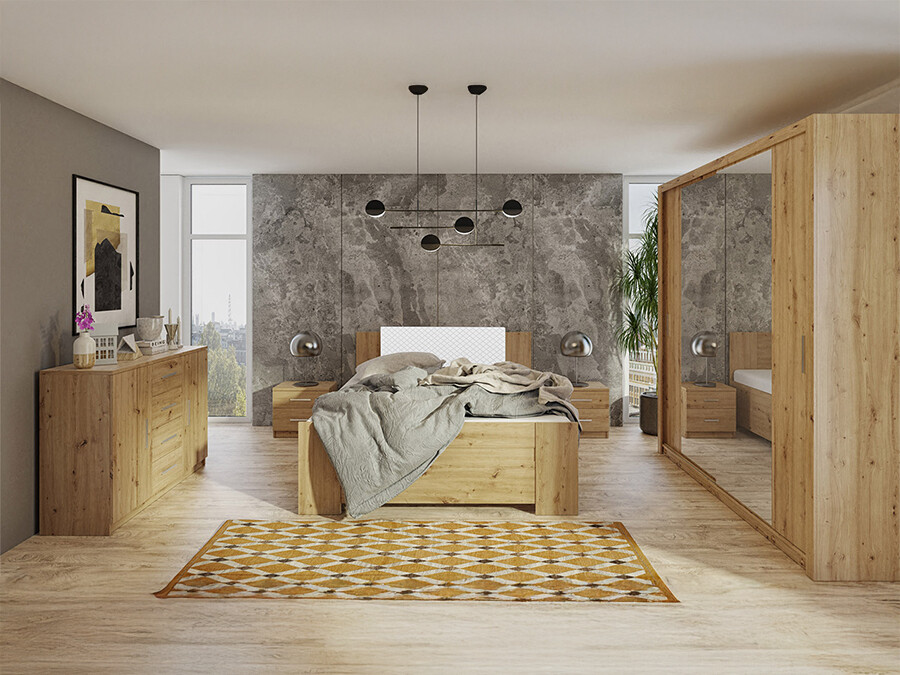 Спальный гарнитур Catromi 114 (Artisan дуб + Soft Pik 017)