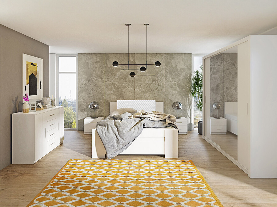 Спальный гарнитур Catromi 114 (Белый + Soft Pik 017)