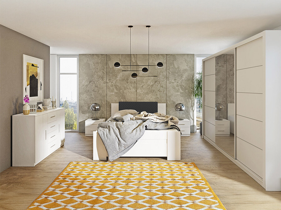 Спальный гарнитур Catromi 116 (Белый + Soft Pik 011)