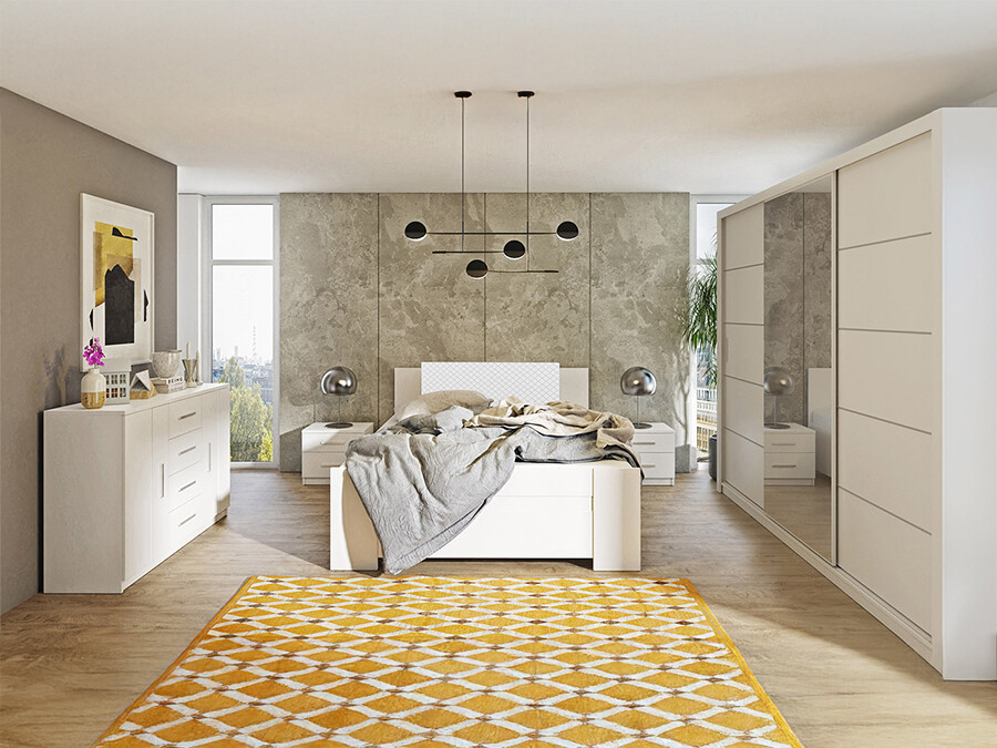 Спальный гарнитур Catromi 116 (Белый + Soft Pik 017)