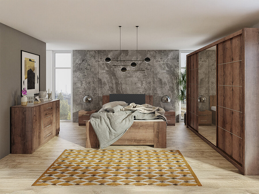 Спальный гарнитур Catromi 116 (Монастырский дуб + Soft Pik 011)