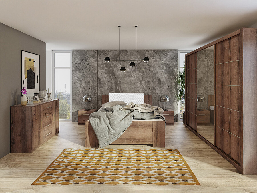 Спальный гарнитур Catromi 116 (Монастырский дуб + Soft Pik 017)