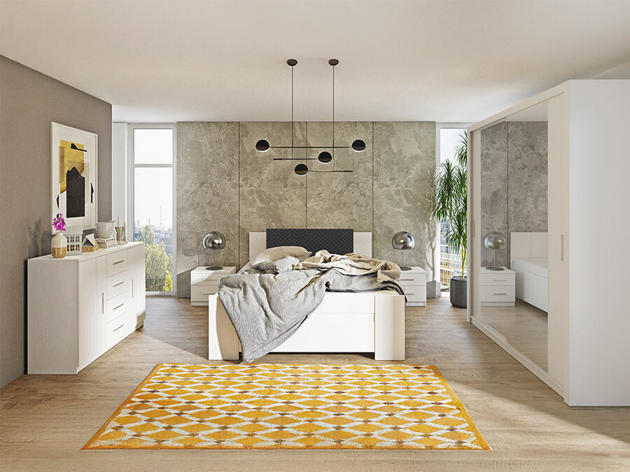 Спальный гарнитур Catromi 121 (Белый + Soft Pik 011)