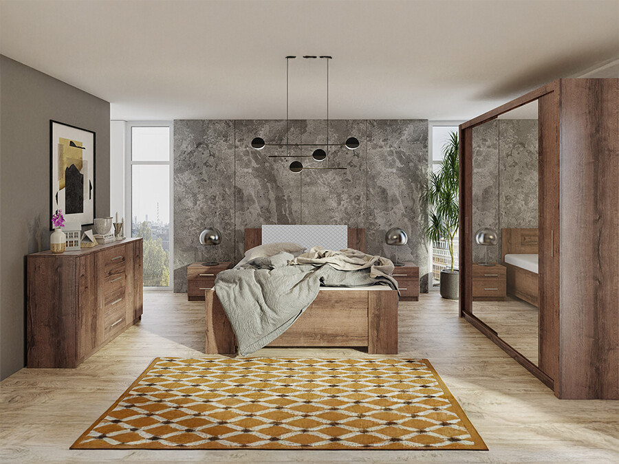 Спальный гарнитур Catromi 121 (Монастырский дуб + Soft Pik 029)