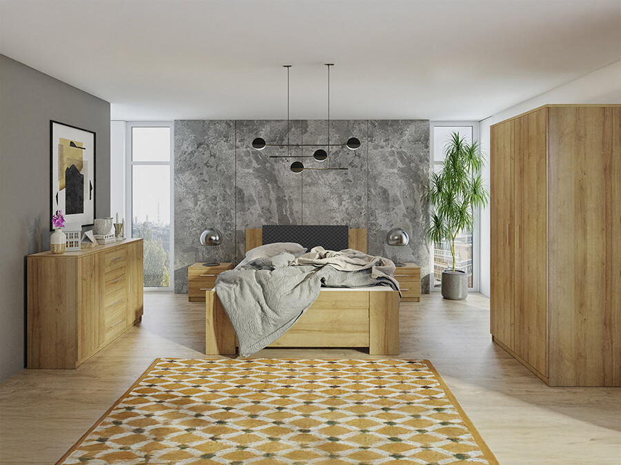 Спальный гарнитур Catromi 122 (Artisan дуб + Soft Pik 011)