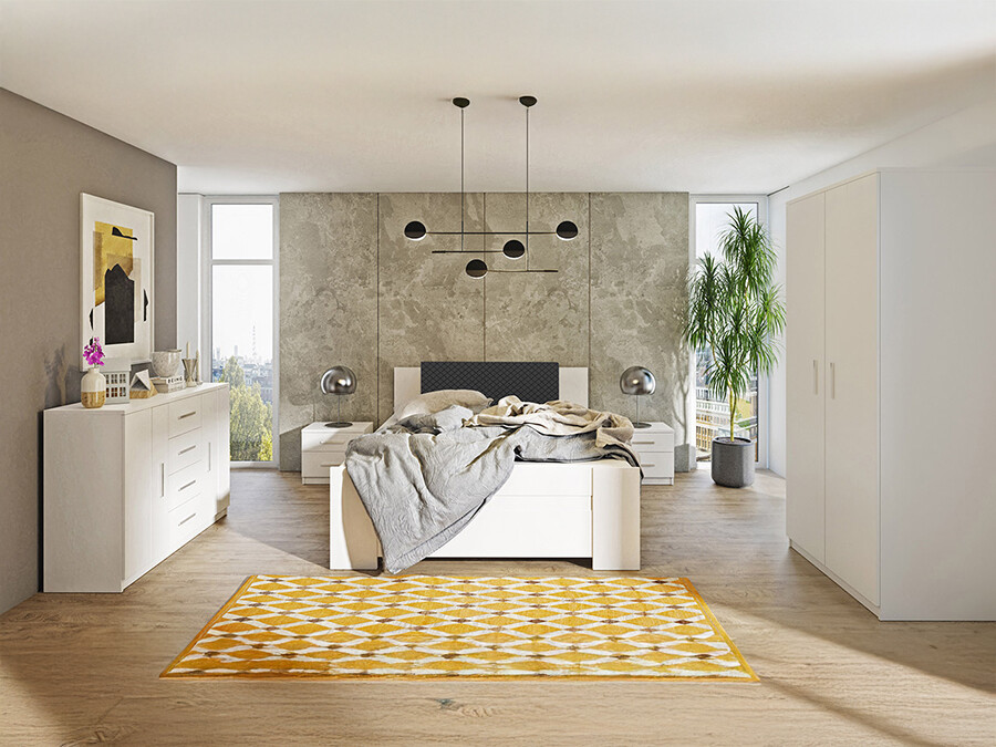 Спальный гарнитур Catromi 122 (Белый + Soft Pik 011)