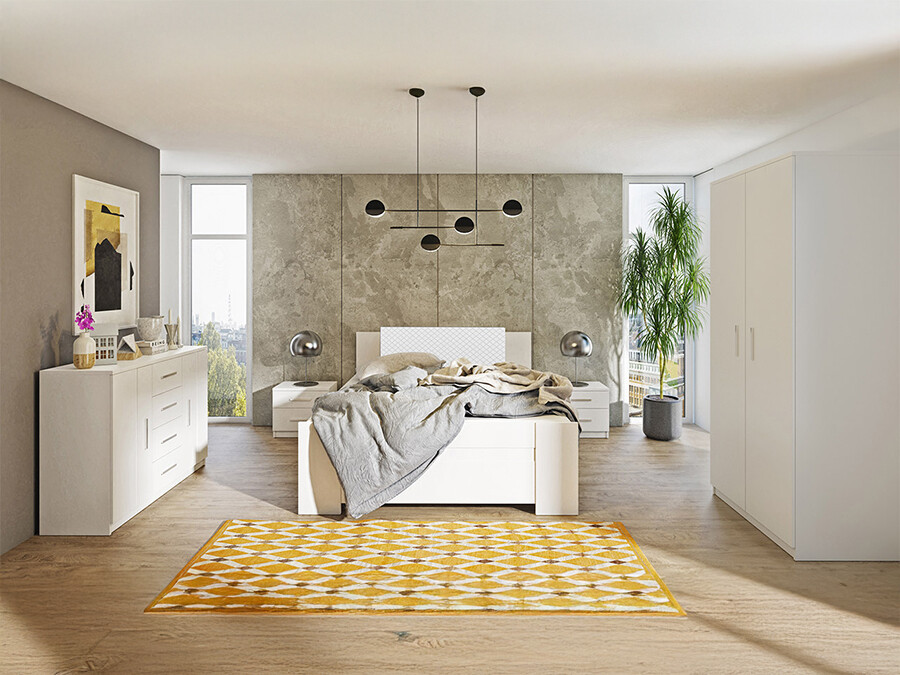 Спальный гарнитур Catromi 122 (Белый + Soft Pik 017)