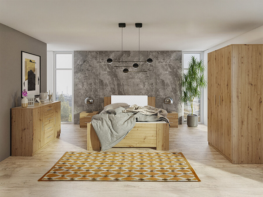 Спальный гарнитур Catromi 123 (Artisan дуб + Soft Pik 017)