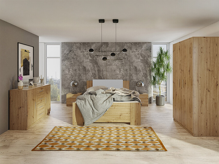 Спальный гарнитур Catromi 123 (Artisan дуб + Soft Pik 029)