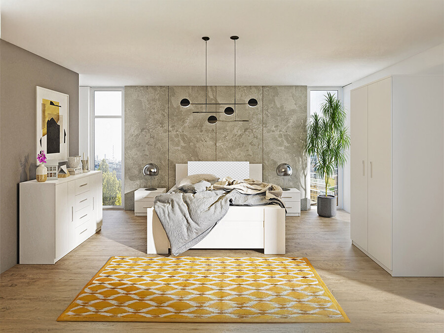 Спальный гарнитур Catromi 123 (Белый + Soft Pik 017)