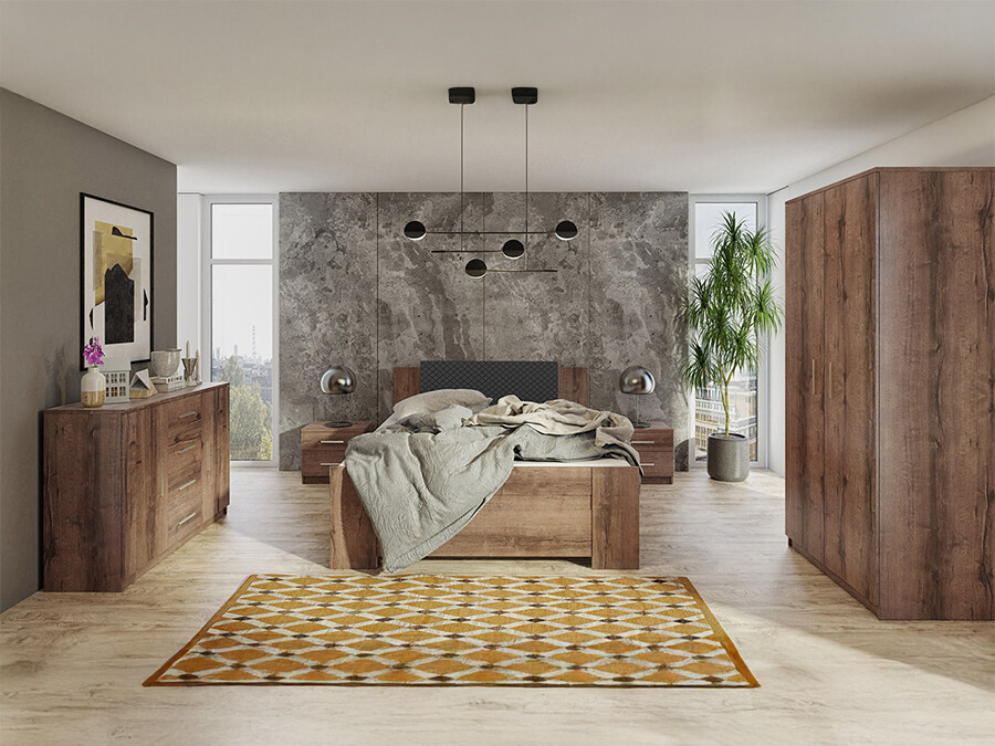 Спальный гарнитур Catromi 123 (Монастырский дуб + Soft Pik 011)