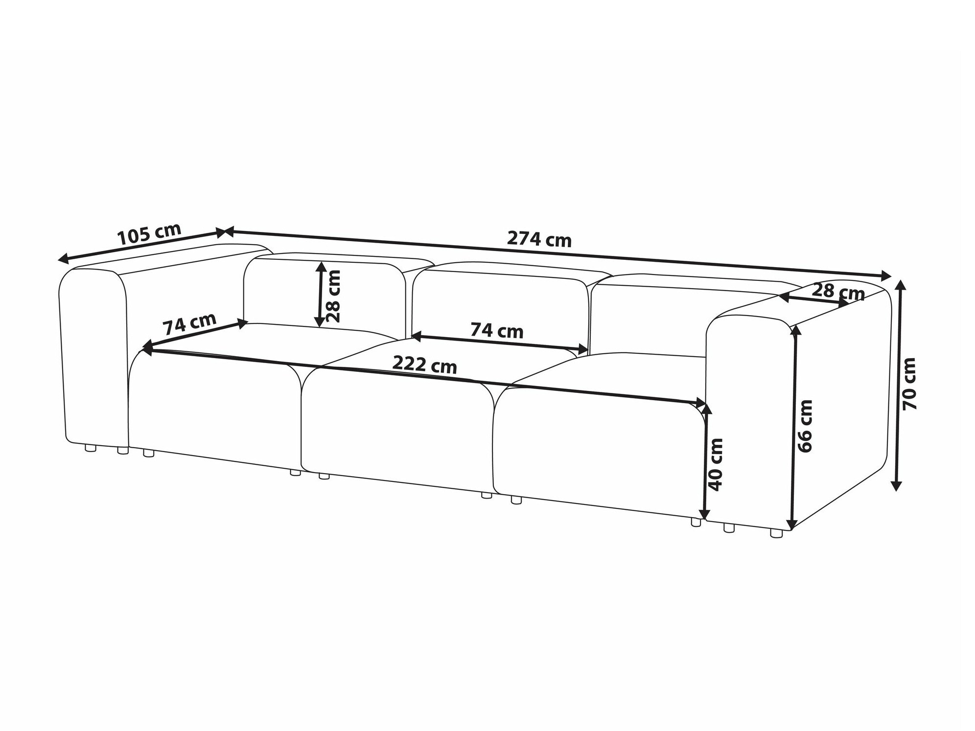 Moduļu dīvāns Balcoro 105 (Balts)