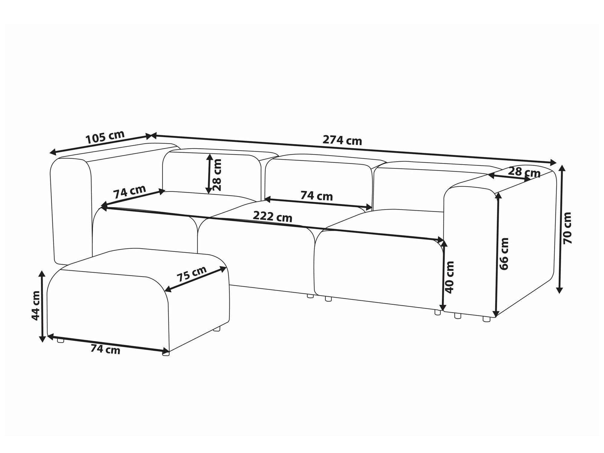 Moduļu dīvāns Balcoro 105 (Bēšs)