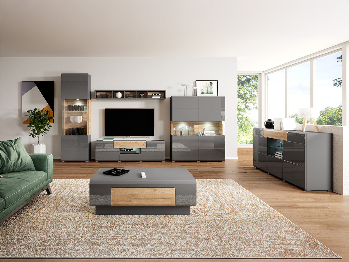 Kumode Torsone 108 (Antracīts + Gloss antracīts + Grandson ozols)