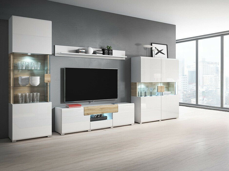 Набор для гостиной Torsone 104 (Белый + Глянцевый белый + Сан Ремо дуб)