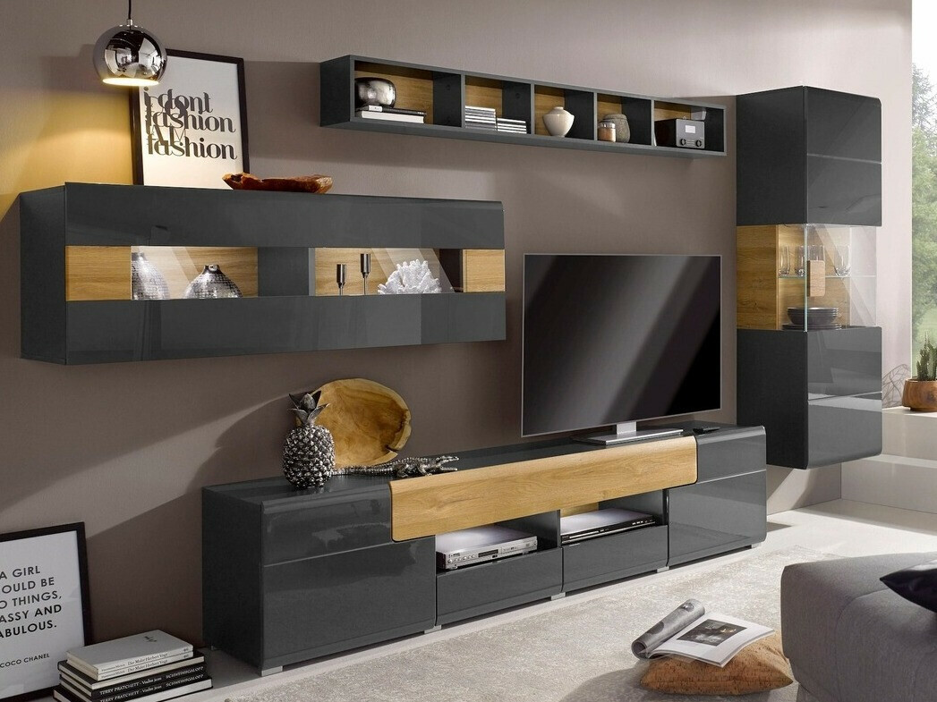 Настенная полка Torsone 105 (Антрацит + Внук дуб)