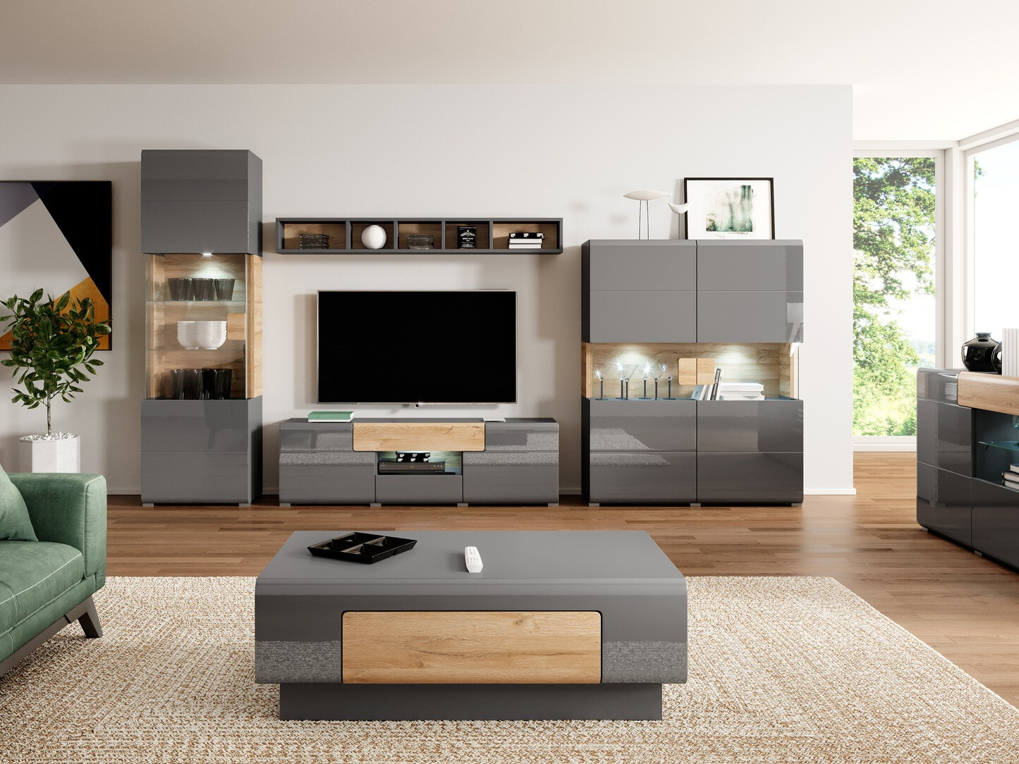 Plaukts Torsone 103 (Antracīts + Gloss antracīts + Grandson ozols)