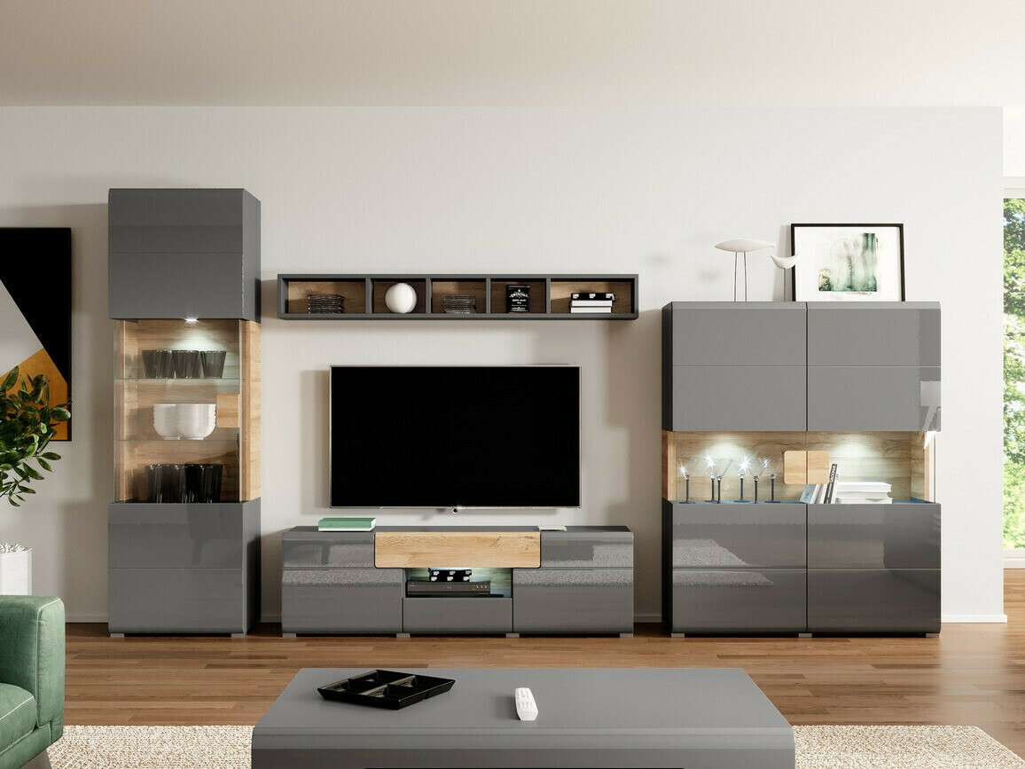 Plaukts Torsone 107 (Antracīts + Gloss antracīts + Grandson ozols)