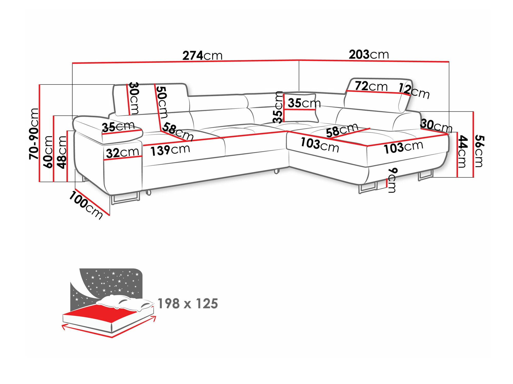 Угловой диван Comfivo Eliferu 100 (Manila 35)