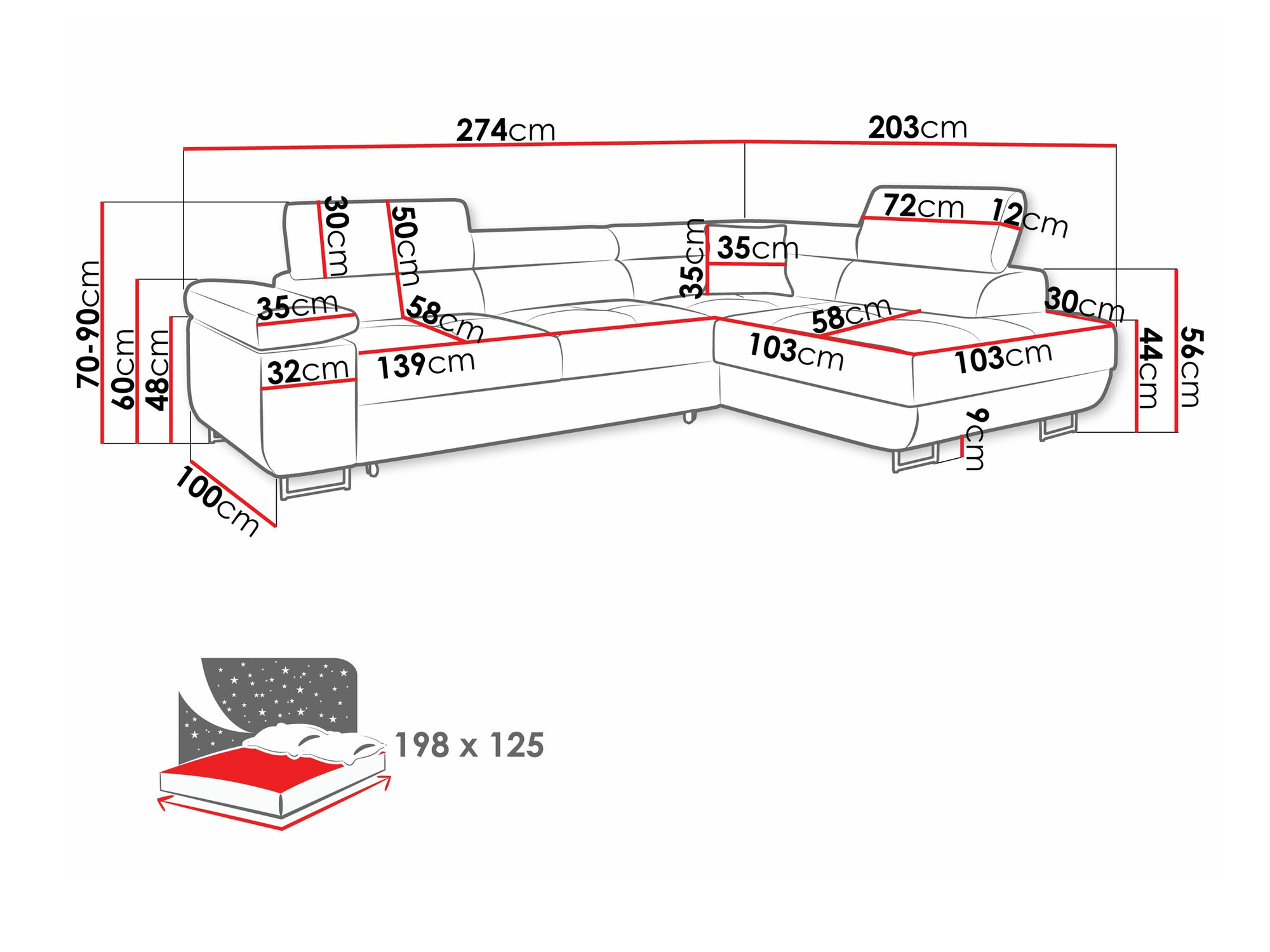 Угловой диван Comfivo Eliferu 100 (Poso 110)