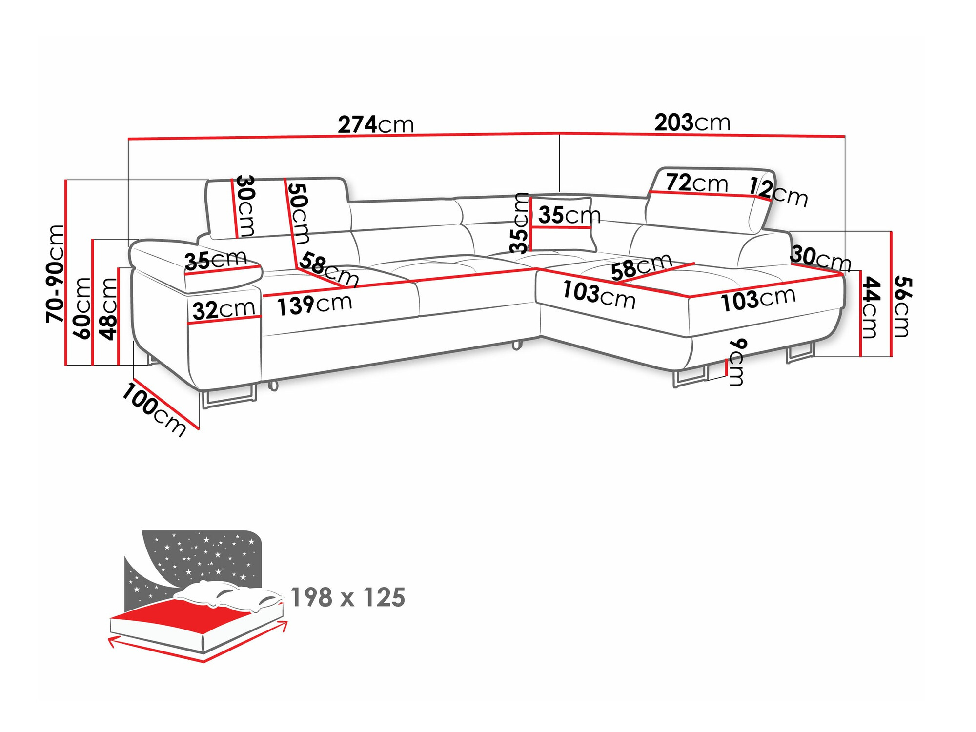 Угловой диван Comfivo Eliferu 100 (Poso 39)