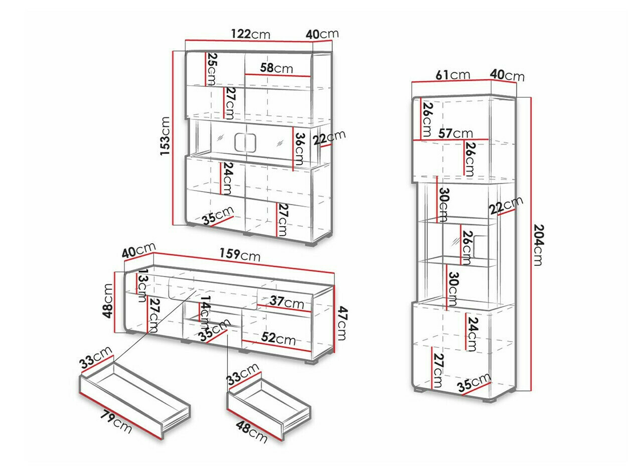 Viesistabas komplekts Torsone 104 (Antracīts + Gloss antracīts + Grandson ozols)