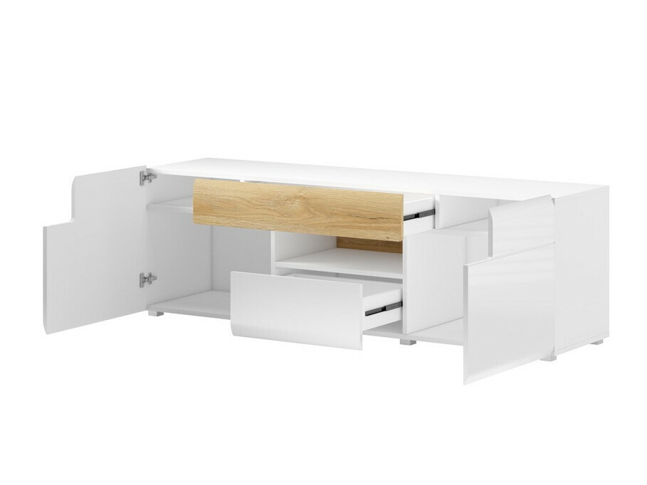 Viesistabas komplekts Torsone 104 (Balts + Glancēts balts + Sanremo ozols)