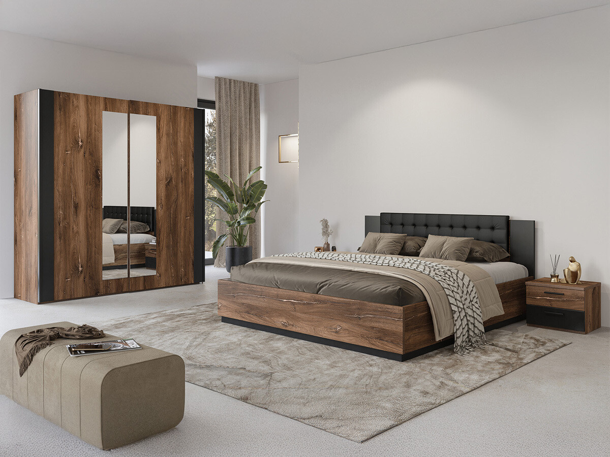 Прикроватная тумбочка Felelie 101 (Tamus Flagstaf дуб + Серебряный)