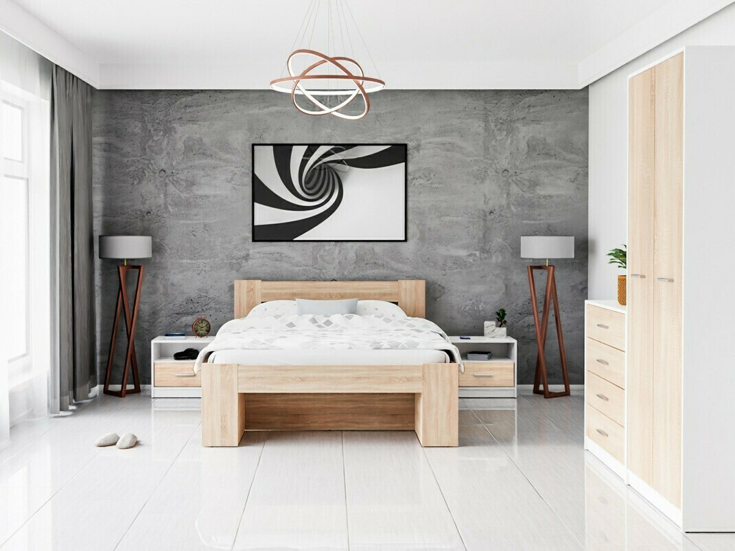 Guļamistabas komplekts Novsore 147 (Balts + Sonomas ozols)