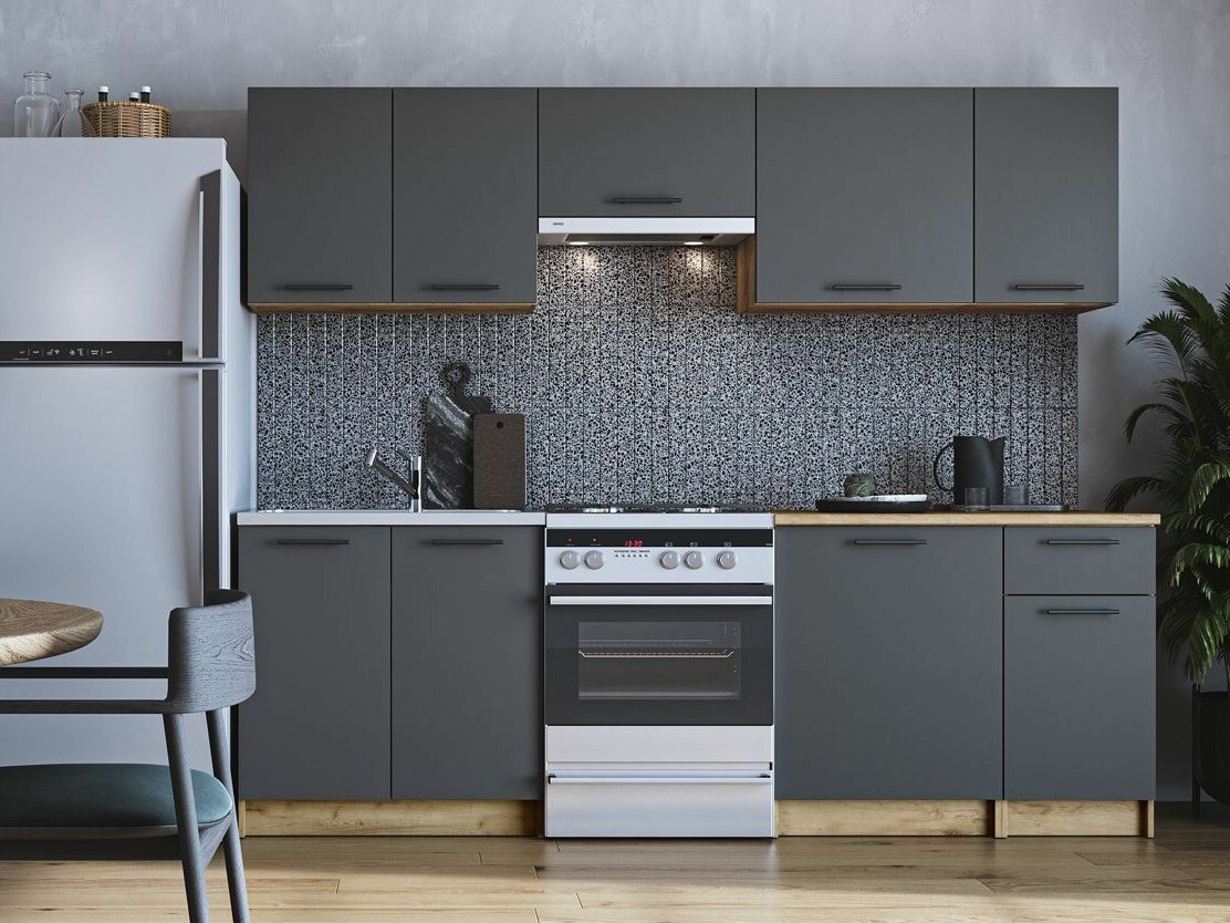 Virtuves komplekts Houston 856 (Antracīts + Craft ozols)