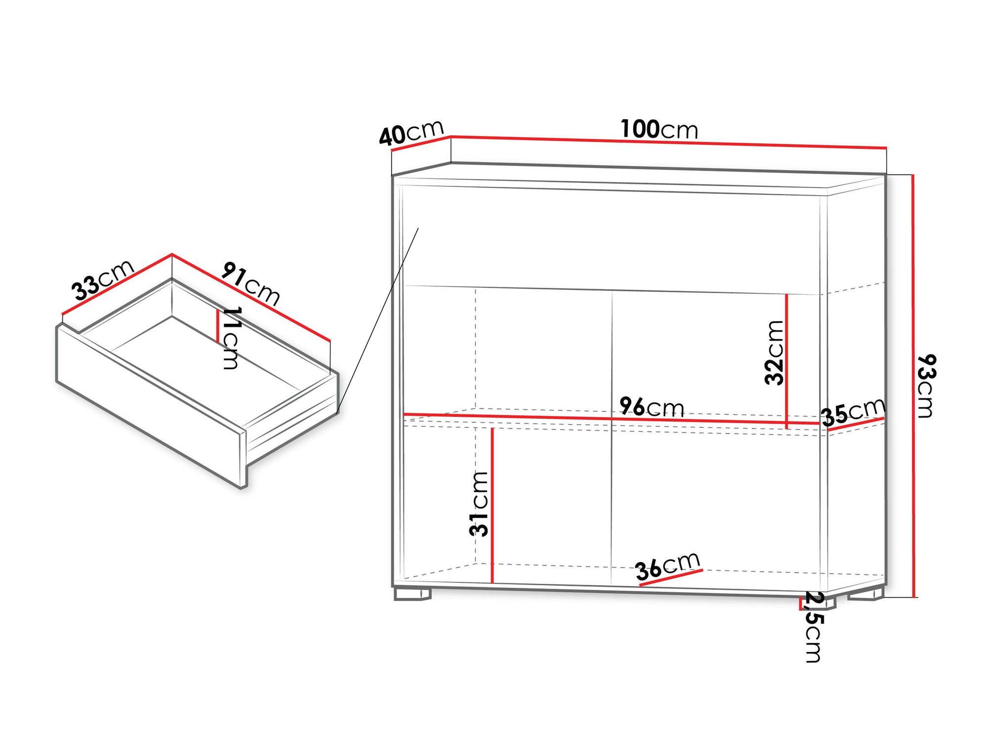 Kumode Comfivo Fersoe 114 (Balts)