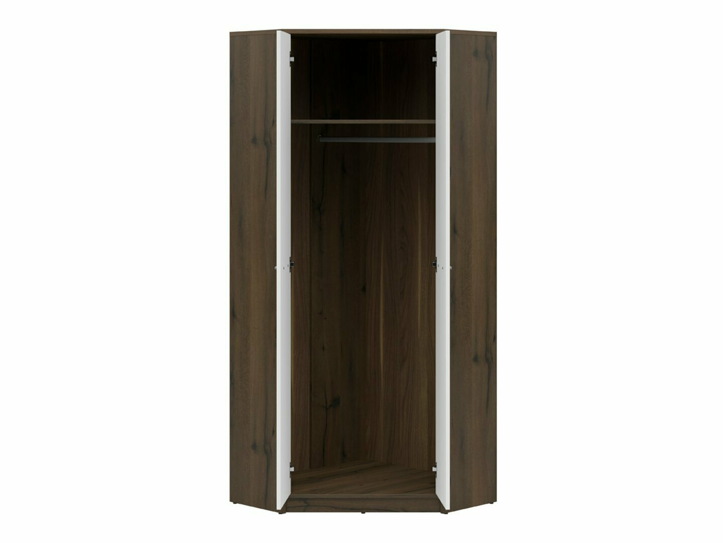 Stūra skapis Novsore 119 (Tumšs ozols + Balts)
